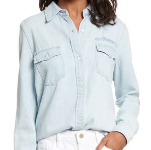 Denim military long sleeve shirt